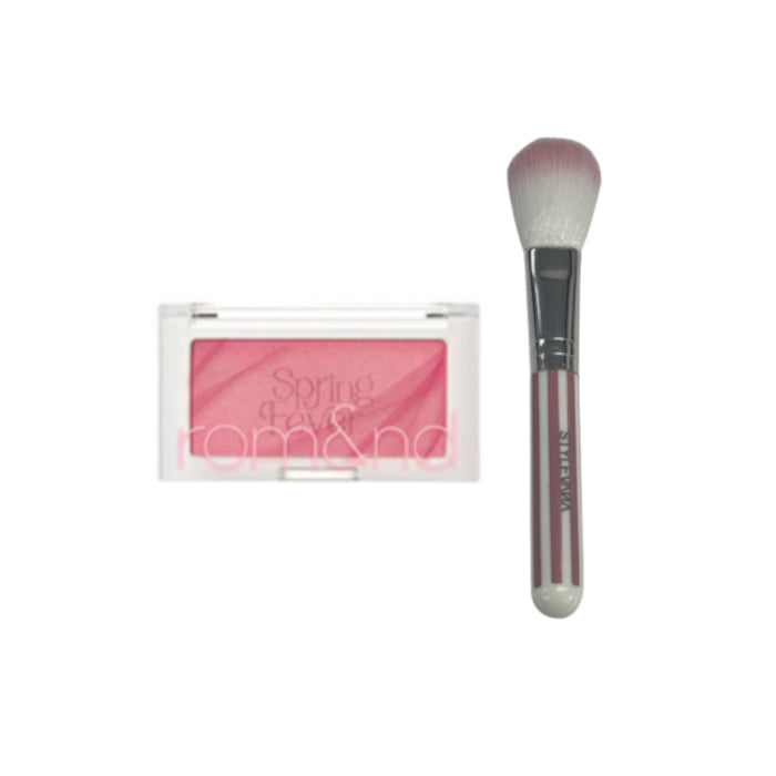 Romand - Better Than Cheek - 4g - S02 Lychee Chip (1ea) + MissLady - Cheek Brush - Pink and White (1ea)Set