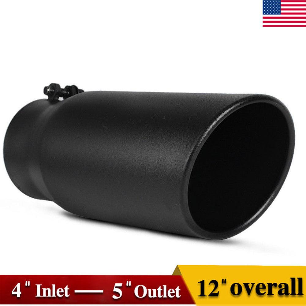 YITAMOTOR® 4'' x 5'' x 12'' Universal Bolt on Black Coated Finish Stainless Steel Diesel Exhaust Tailpipe Tip