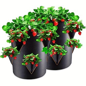 kweekzakken, aardbeienplanterzakken met handvatten, 5-7-10 gallon heavy-duty niet-geweven stoffen plantenpotten voor tomaat, wortel, ui, fruit, bloemen en groe