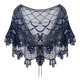 Sjaal  Omslagdoek Damesomslag Bolero Jaren 1920 Elegant Glitter  Sprankel Halve mouw Tule Bruiloftsomslagen Met Combinatie Voor Bruiloft Alle seizoenen