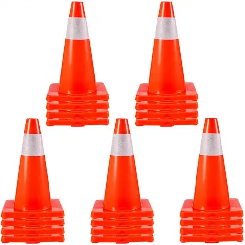 VEVOR 20Pack 18" Traffic Cones, Safety Road Parking Cones PVC Base, Orange Traffic Cone with Reflective Collars, Hazard Construction Cones for Home Tr Matron Inn