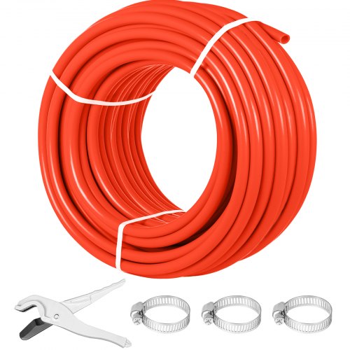 VEVOR Oxygen Barrier 1-2 Inch 300 Feet Tube Coil EVOH PEX-B Pipe, for Residential Commercial Radiant Floor Heating, Red