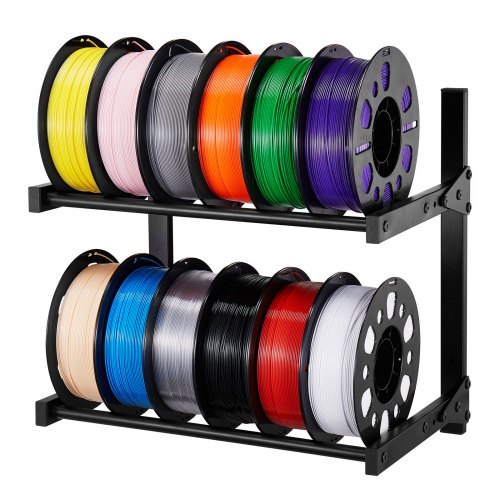 VEVOR Wall Mount Printer Filament Storage Rack, 2-Tier Wall Bracket Storage Shelf, Rolling Filament Spool Holders Racks with Wheels, Filaments Organzi