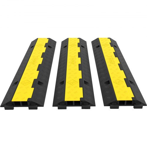 VEVOR 3 Pcs 2-Cable Rubber Electrical Wire Cover Cord Protector Ramp 11000 lbs
