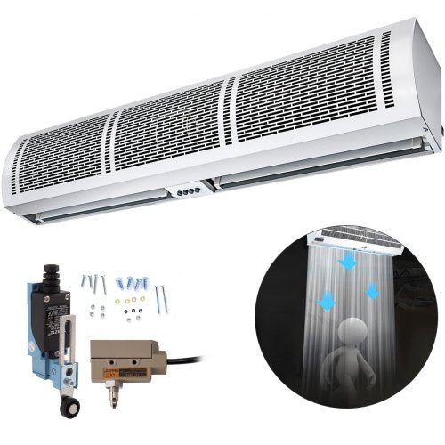 VEVOR Air Curtain, 1.2m Electric Wind Curtain with Limit Switch, Max. 2204 CFM Air Flow, 3 Speeds Control Commercial Indoor Air Curtain, Ideal for Sho