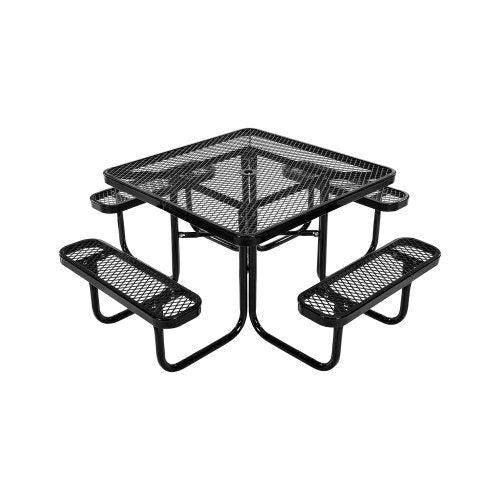 VEVOR Picnic Table, Outdoor Weather Resistant Patio Dining Furniture Set, Heavy Duty Coated Steel Tables with Umbrella Hole, 45.7 in Square Table and