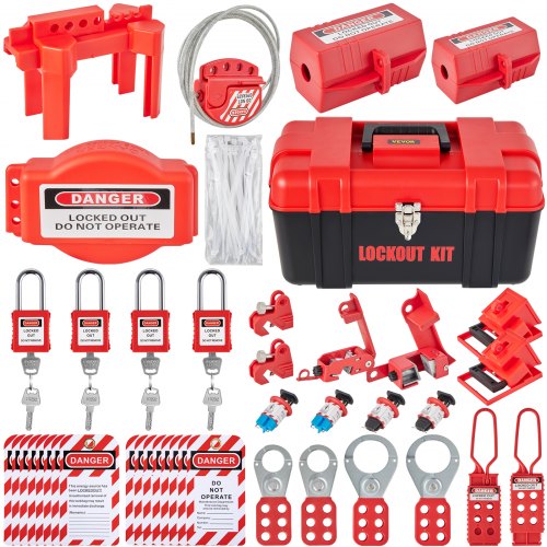 VEVOR 42 PCS Lockout Tagout Kits Electrical Loto Kit for Electrical Risk Removal