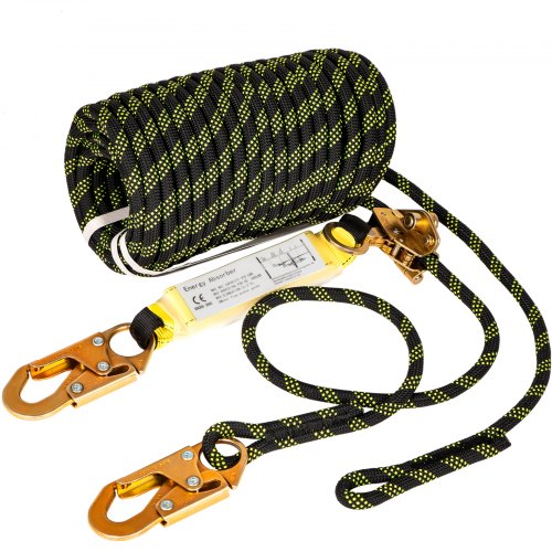 VEVOR Vertical Lifeline Assembly, 150 ft Fall Protection Rope, Polyester Roofing Rope, CE Compliant Fall Arrest Protection Equipment with Alloy Steel 
