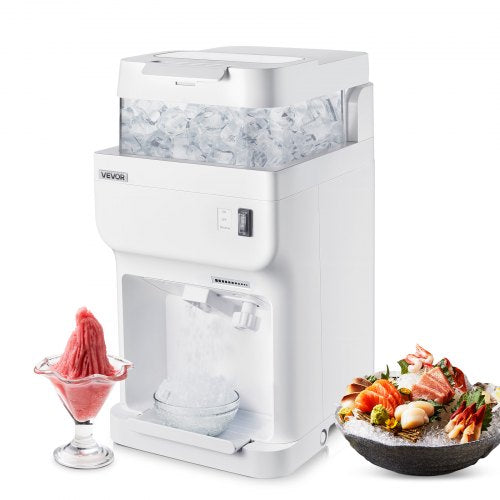VEVOR Commercial Ice Shaver Crusher, 220lbs Per Hour Electric Snow Cone Maker with 8L Ice Cube Box, 350W 1500RPM Tabletop Shaved Ice Machine for Parti