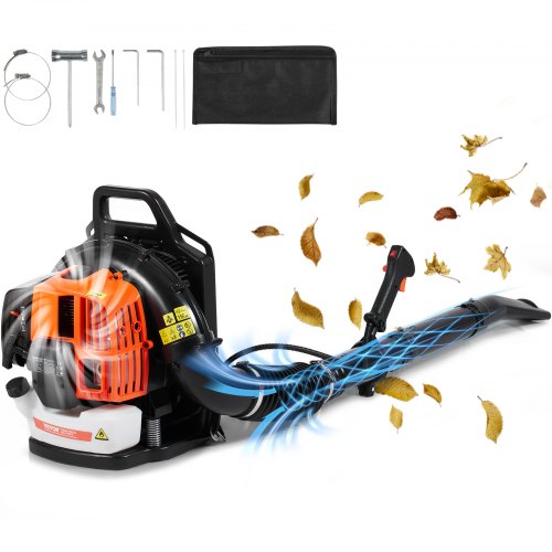 VEVOR Backpack Leaf Blower, 63CC 2-Cycle Gas Leaf Blower with 1.89L Fuel Tank, 1110CFM Air Volume 220MPH Speed, Ideal for Lawn Care, Leaf Cleaning, an