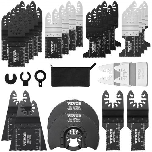 VEVOR 30PCS Multi Tool Blades Kits, Universal Quick Release Oscillating Saw Blades, 8 Types Wood Metal Plastic Oscillating Tool Blades, Fit Dewalt Bos