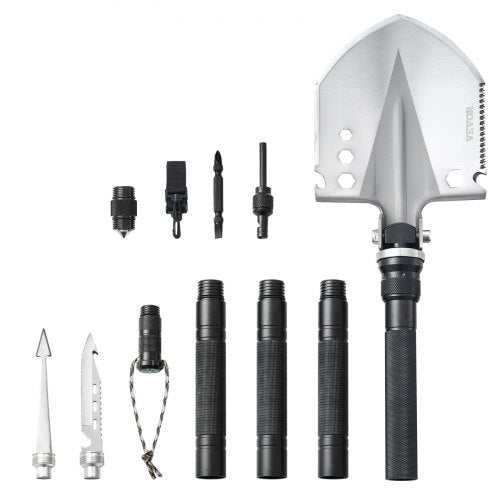 VEVOR Survival Shovel, 13 in 1 Camping Shovel Folding Multitool, Military Grade Portable Compact Tactical Shovel, Multifunction for Off-Roading, Campi