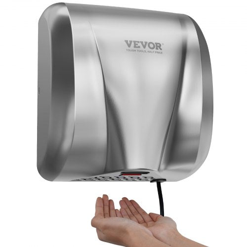 VEVOR Heavy Duty Commercial Hand Dryer, 1300W Automatic High Speed Stainless Steel Warm Wind Hand Blower, 120V Plug In-Hardwired Two Power Options, Co