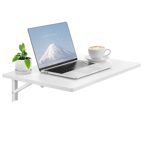 VEVOR Wall Mounted Folding Table, 23.6 x 15.7 inches Wall Mount Table, Floating Desk with Iron Bracket, Fold Down Desk for Small Spaces, Home Office,