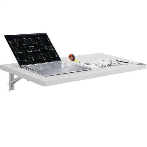 VEVOR Wall Mounted Folding Table, 31.5" x 15.75" Wall Mount Drop Leaf Table, Floating Desk with Iron Bracket, Fold Down Desk for Small Spaces, Home Of