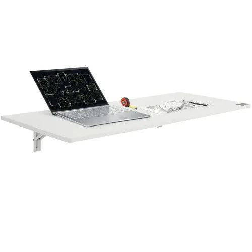 VEVOR Wall Mounted Folding Table, 43.31" x 18.11" Wall Mount Drop Leaf Table, Floating Desk with Iron Bracket, Fold Down Desk for Small Spaces, Home O