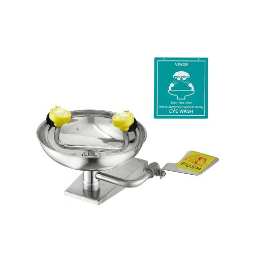 VEVOR Emergency Eye Wash Station, Stainless Steel Wall-Mounted Eyewash Unit, First Aid Eye Wash Sink 16.14 x 12.99 x 9.45 Inches, Ideal for Laboratori