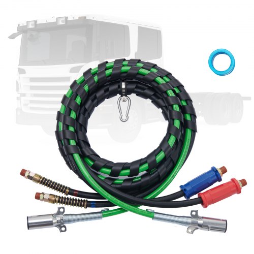 VEVOR 15FT Semi Truck Air Lines Kit, 3-in-1 Air Hoses & ABS Power Line for Semi Truck Trailer Tractor, 7-Way Plug Electrical Cord Cable and Rubber Air