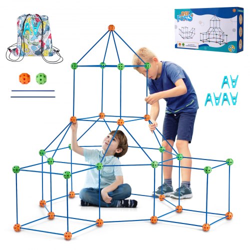 VEVOR Fort Building Kit for Kids, 120PCS STEM Building Toys, Educational Gift for 4 5 6 7 8+ Year Old Boys & Girls, Indoor Outdoor Play Tent Builder S