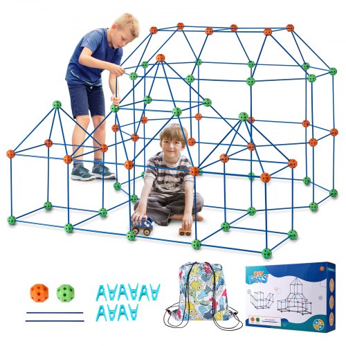 VEVOR Fort Building Kit for Kids, 180PCS STEM Building Toys, Educational Gift for 4 5 6 7 8+ Year Old Boys & Girls, Indoor Outdoor Play Tent Builder S
