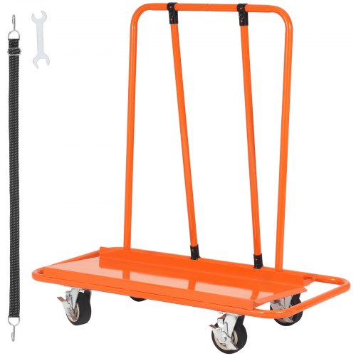 VEVOR Drywall Cart, 1,361 kg Panel Dolly Cart with 115 cm x 55.4 cm Deck and 12.7 cm Swivel Wheels, Heavy-Duty Drywall Sheet Cart, Handling Wall Panel