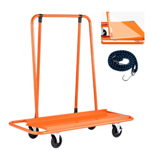 VEVOR Drywall Cart Dolly, 1800 lbs Load Capacity, Steel Panel Dolly with 4 Swivel Casters, Durable & Long-lasting, Panel Truck Cart with Tie-Down Stra