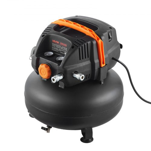 VEVOR 6 Gallon Air Compressor, 1.7HP 2.3CFM @ 90PSI Portable Pancake Air Compressor & 150PSI Max Working Pressure, Oil-Free Compressor Tank for Tire I