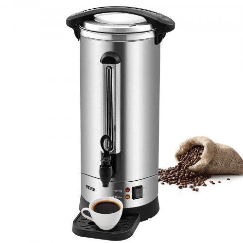 VEVOR Commercial Coffee Urn, 110 Cups Stainless Steel Large Coffee Dispenser, 1500W 110V Electric Coffee Maker Urn For Quick Brewing, Hot Water Urn wi
