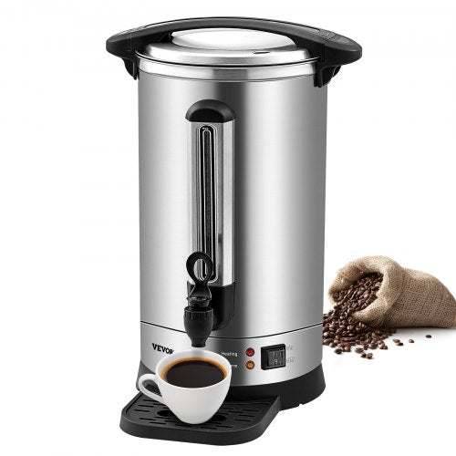 VEVOR Commercial Coffee Urn, 65 Cups Stainless Steel Large Coffee Dispenser, 1500W 110V Electric Coffee Maker Urn For Quick Brewing, Hot Water Urn wit