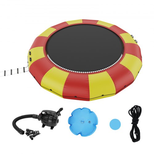 VEVOR Inflatable Water Bouncer, 17ft Recreational Water Trampoline, Portable Bounce Swim Platform with 5-Step Ladder & Electric Air Pump, Kids Adults