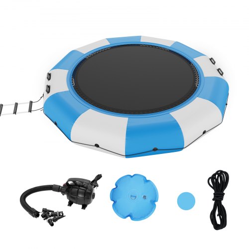 VEVOR Inflatable Water Bouncer, 13ft Recreational Water Trampoline, Portable Bounce Swim Platform with 3-Step Ladder & Electric Air Pump, Kids Adults