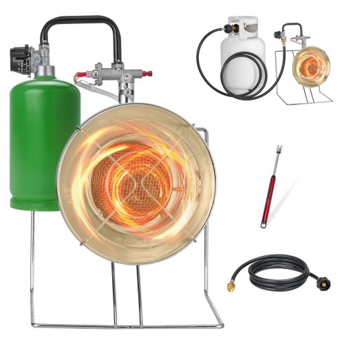 VEVOR Propane Tank Top Heater, for 1lb Small Tanks and 5-40lb Large Tanks, 18000 BTU Rapid Heating 180-Degree Infrared Radiant Tank Top Gas Heater,3 H