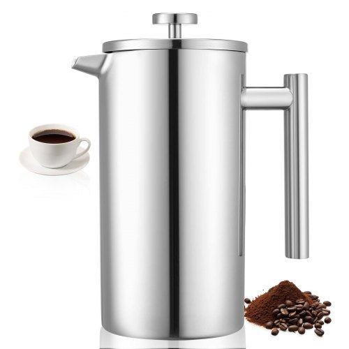 VEVOR French Press Coffee Maker, 1.5 Liter Stainless Steel Coffee Press Tea Maker with Filter, Large Double Wall Insulated French Presses Cold Brew fo