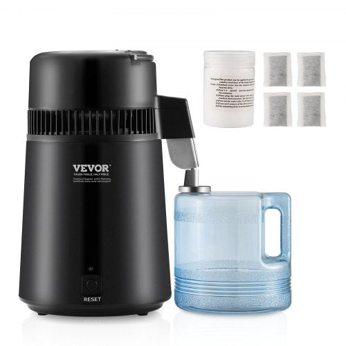 VEVOR Water Distiller, 4L 1.05 Gallon Pure Water Purifier Filter For Home Countertop, 750W Distilled Water Maker, Stainless Steel Interior Distiller W