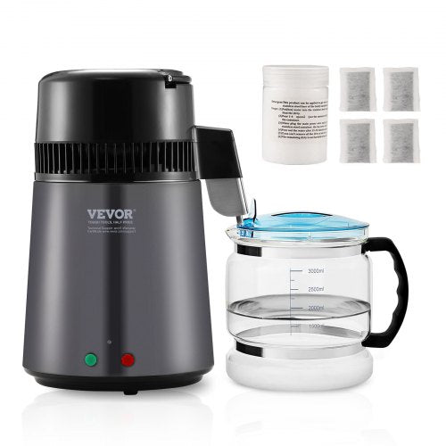 VEVOR Water Distiller, 4L 1.05 Gallon Pure Water Purifier Filter For Home Countertop, 750W Distilled Water Maker, Stainless Steel Interior Distiller W