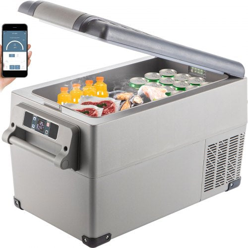 VEVOR Portable Refrigerator 37 Quart(35 Liter),12 Volt Refrigerator App Control(-4℉~68℉), Car Refrigerator Dual Zone with 12-24v DC & 110-240v AC for