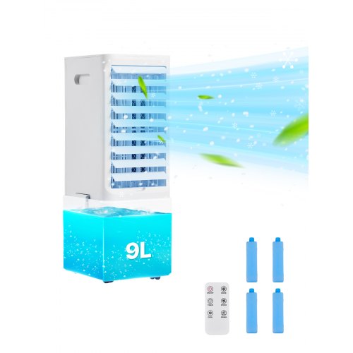 VEVOR Portable Air Conditioner, 9L 550 CFM Swamp Cooler Air Conditioner with 12H Timer & Remote Control, 3-Speed Evaporative Air Cooler with 2 Ice Box