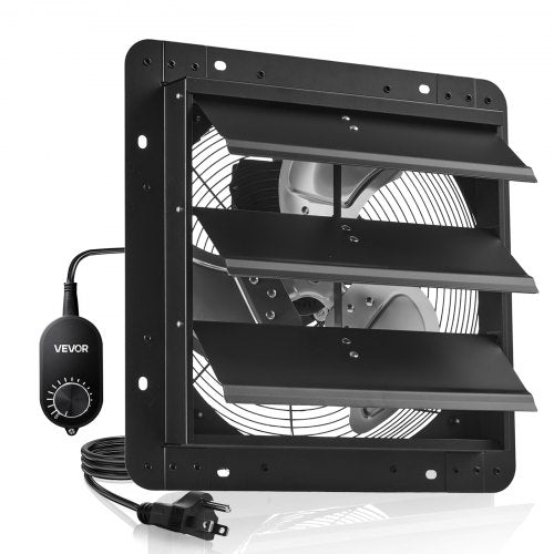 VEVOR 14 inch Shutter Exhaust Fan, Wall Mounted Attic Vent Fan with Variable Speed Controller, 1400 CFM, AC Motor, Heavy-duty Steel, Low Noise for She