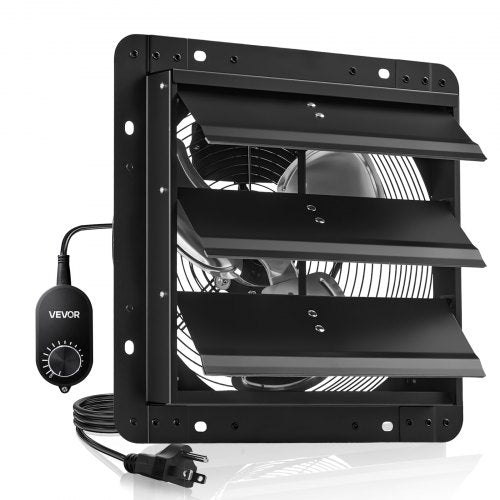 VEVOR 12 inch Shutter Exhaust Fan, Wall Mounted Attic Vent Fan with Variable Speed Controller, 1100 CFM, AC Motor, Heavy-duty Steel, Low Noise for She