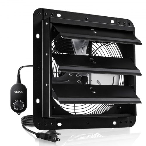 VEVOR 10 inch Shutter Exhaust Fan, Wall Mounted Attic Vent Fan with Variable Speed Controller, 900 CFM, AC Motor, Heavy-duty Steel, Low Noise for Shed