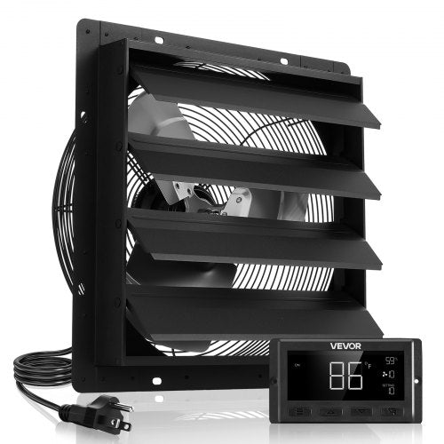 VEVOR 16 inch Shutter Exhaust Fan, Wall Mounted Attic Vent Fan with Smart Programming Variable Speed Temperature Control, 2900 CFM,EC Motor,Timer, for