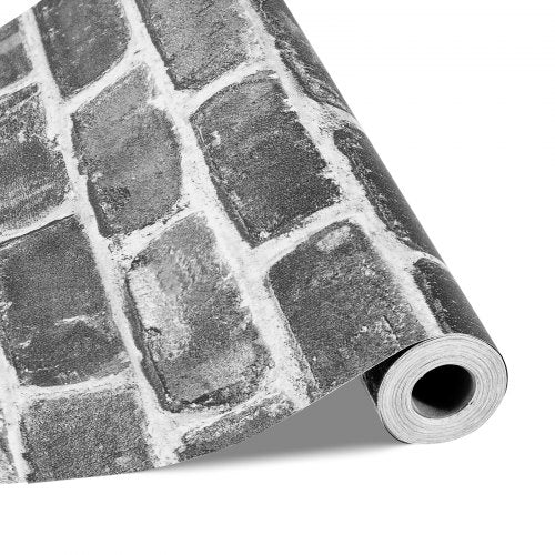 VEVOR Peel and Stick Wallpaper, 45cm x 10m Contact Paper Gray Brick Waterpoof Self Adhesive, Easy to Clean & Peel Wall Decorative Vinyl Roll for Bedro