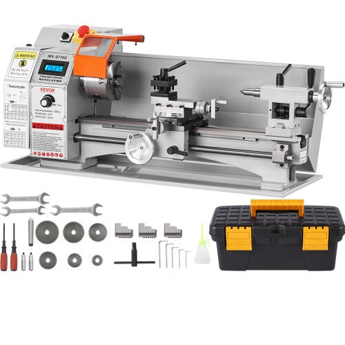 VEVOR Compact Metal Lathe, 7'' x 16'', 800W, Precision Desktop Metalworking Lathe, Variable Speed 150-2500 RPM, Includes 3.9'' 3-jaw Chuck & Tool Box