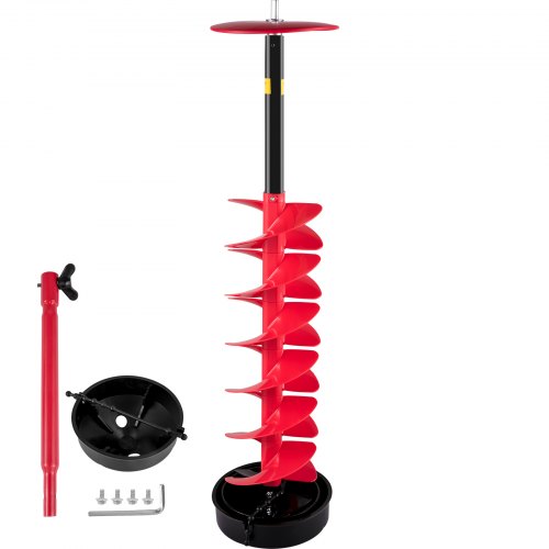 VEVOR Ice Drill Auger, 8'' Diameter 39'' Length Nylon Ice Auger, Auger Drill with 11.8"  Extension Rod, Auger Bit w- Drill Adapter, Top Plate & Blade 