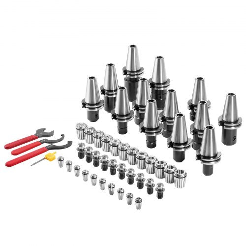 VEVOR CAT40 Collet Holder ER 16-32 Collet Set, 35 PCs, SLN FMB ER16-32 APU Tool Holders Spring Steel Collet Chucks with 10 Pull Studs and 3 Wrenches,