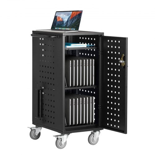 VEVOR Laptop Cart, 20 Device Mobile Charging Cart, Up to 15.6 in Screen Size, Office and Classroom Mobile Charging Cart, for Chromebook, Tablet and La