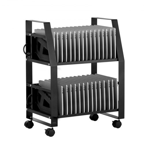 VEVOR Laptop Cart, 32 Device Mobile Open Charging Station, Up to 15.6 in Screen Size, Office and Classroom Mobile Charging Cart, for Chromebook, Table