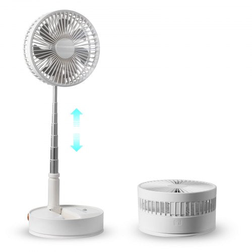 VEVOR 8 Inch Foldable Oscillating Standing Fan with Remote Control, 4 Speed Adjustable Portable Desk Quiet Fan, 7200mah Rechargeable USB Small Fan, Fo