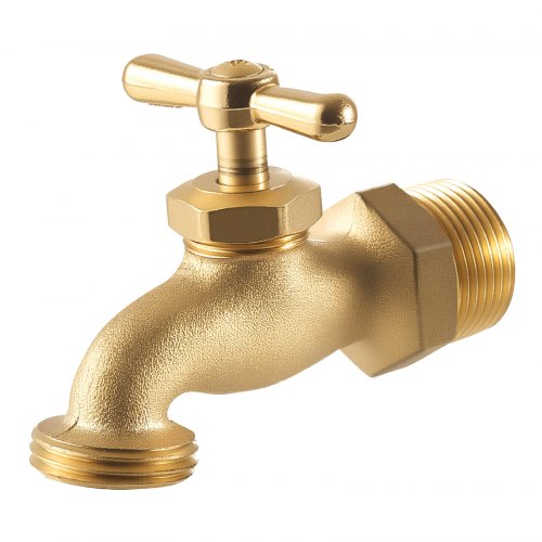 VEVOR Hose Bibb, 3-4" MIP x 3-4" MHT Connection, Multi-Turn Garden Valve, Heavy Duty Brass Hose Bib, Outdoor Water Faucet Spigot, Brass Plumbing Fitti