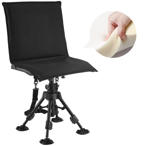 VEVOR Hunting Chair, 360° Silent Swivel, Foldable Portable Blind Chair, Heavy-Duty Steel Frame Ground Stool Seat,with Seat Cover, Anti-Sink Feet, Heig